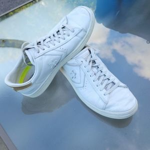 White Leather Converse with Lunarlon size 8